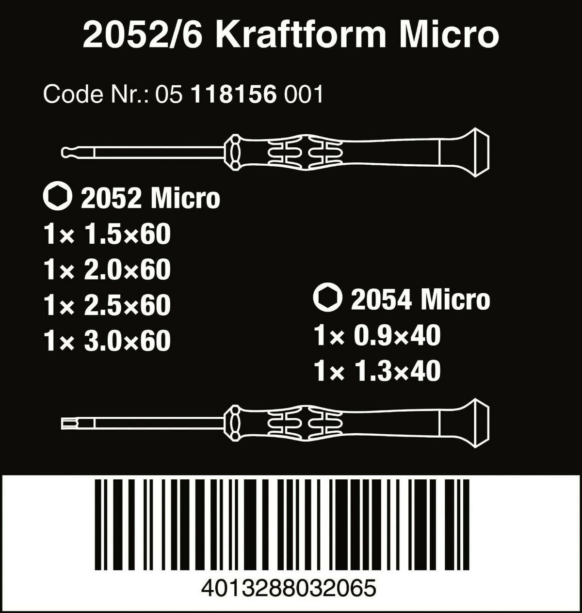 Wera 2052/6 Micro Precision Screwdriver Set With Rack 05118156001