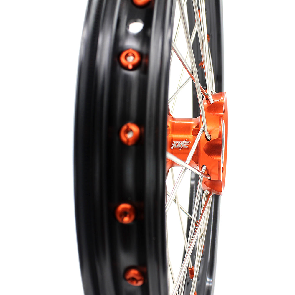 KKE 17"*1.4/14"*1.6 Small Kid's Wheels Rims Set For KTM SX 85 2021-2024 Orange Nipples