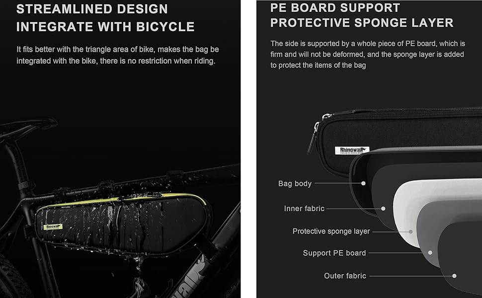 Rhinowalk Bike Frame Bag - Triangle Front Bag Under Top Tube Storage X21656