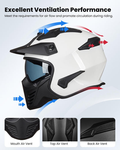 ILM Open Face Motorcycle 3/4 Half Helmet Model 726X Midnight Green / X-Large
