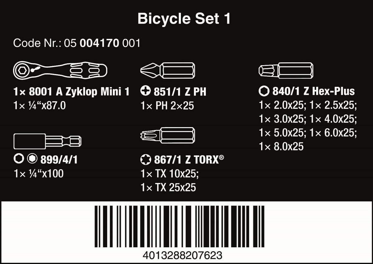 Wera Bicycle Set 1 Zyklop Mini Ratchet Set 1/4" Drive Metric 05004170001