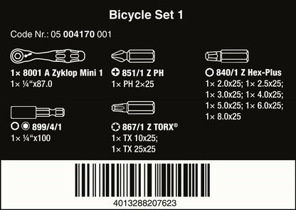 Wera Bicycle Set 1 Zyklop Mini Ratchet Set 1/4" Drive Metric 05004170001