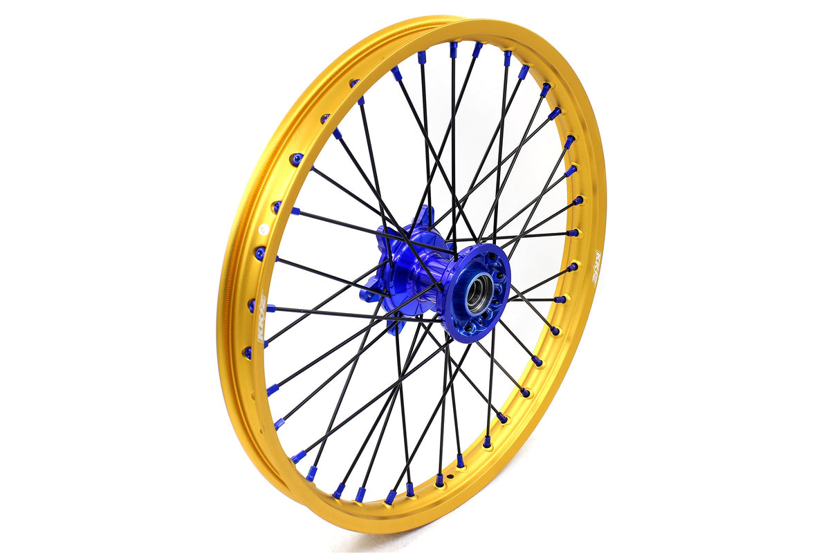 KKE 21"&19" Mx Dirtbike Cast Wheels For YAMAHA YZ125 YZ250 YZ250F YZ450F Gold Rim Black Spokes