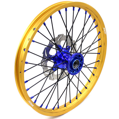 KKE 21"&19" Mx Dirtbike Cast Wheels For YAMAHA YZ125 YZ250 1999-2016 YZ250F YZ450F 2003-2015 Gold Rim Black Spokes With Disc