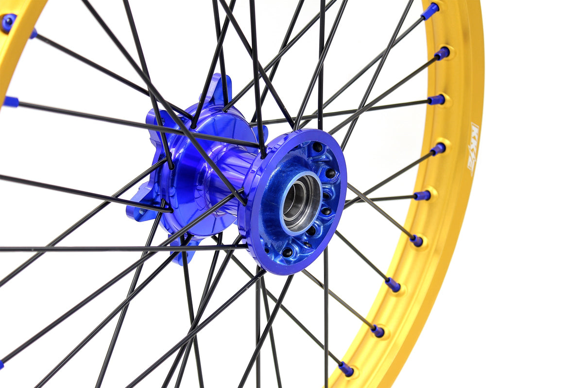 KKE 21"&19" Mx Dirtbike Cast Wheels For YAMAHA YZ125 YZ250 YZ250F YZ450F Gold Rim Black Spokes