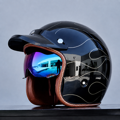 The Street King - Vintage Open Face Helmet - DOT & ECE Approved