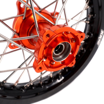 KKE 10/10 Small Kid's Wheels For KTM SX50 2014-2023 Mini Dirtbikes Orange Hub
