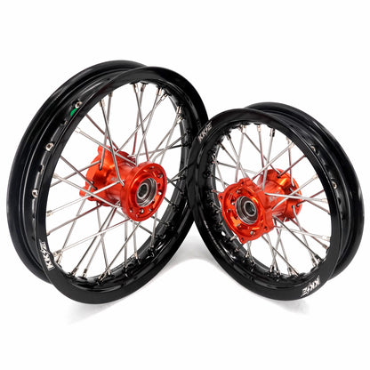 KKE 12/10 Small Kid's Wheels For KTM SX50 2024-2025 Mini Dirtbikes Orange Hub