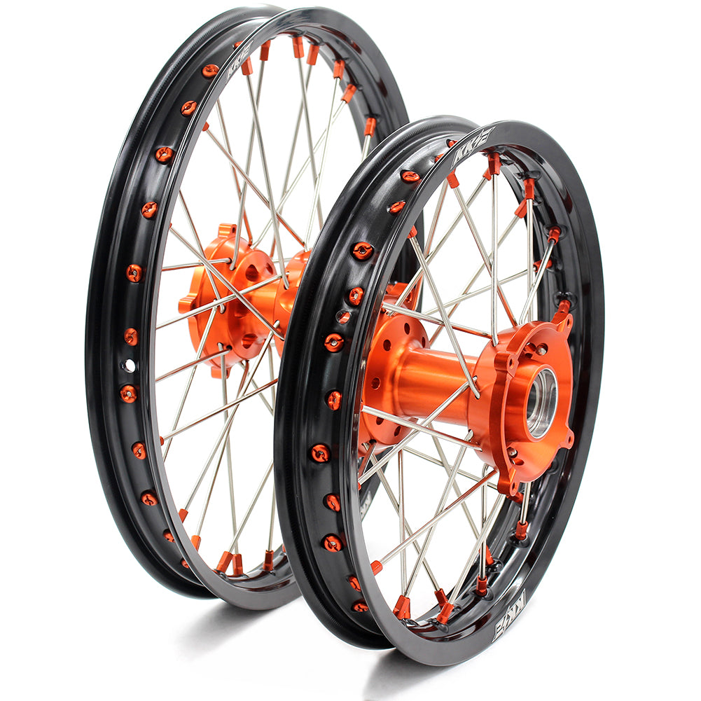 KKE 17"*1.4/14"*1.6 Small Kid's Wheels Rims Set For KTM SX 85 2021-2024 Orange Nipples