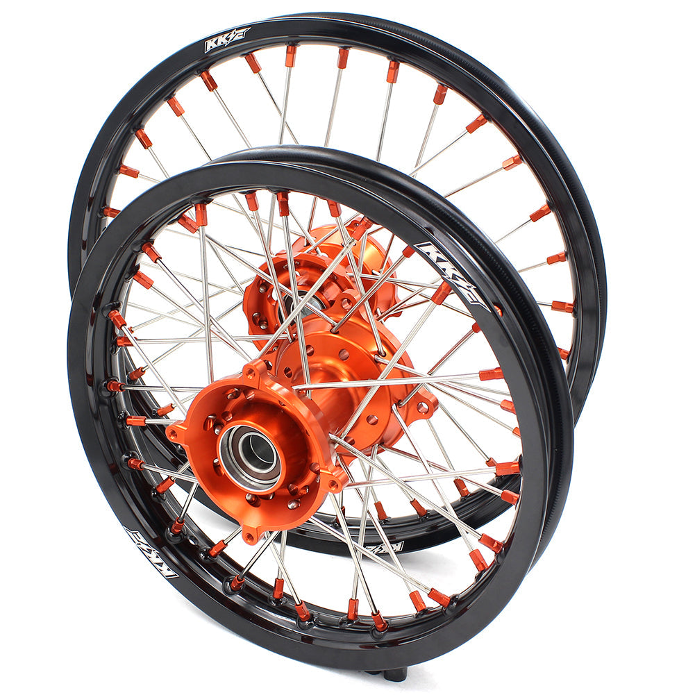 KKE 17"*1.4/14"*1.6 Small Kid's Wheels Rims Set For KTM SX 85 2021-2024 Orange Nipples