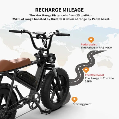 750W Motor Electric Bike - 48V Battery, 20" Wheels
