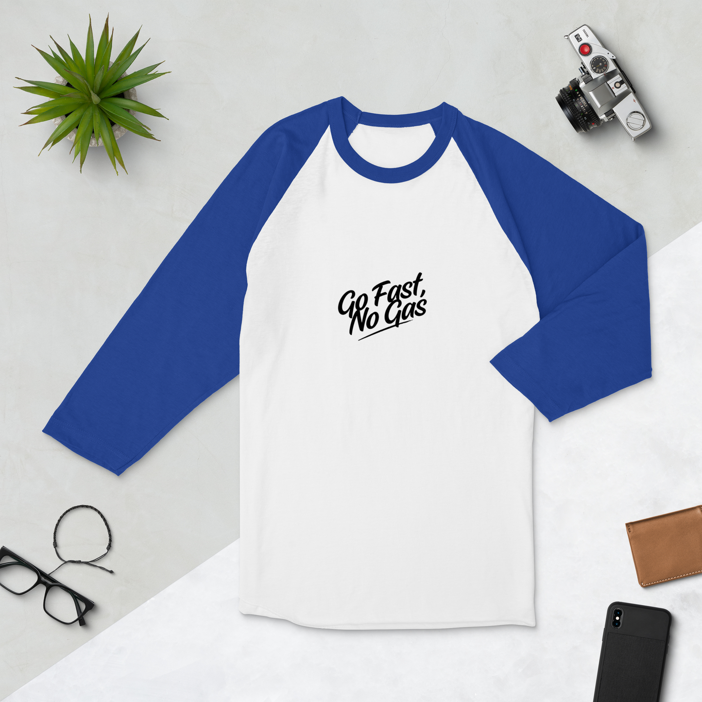 Go Fast No Gas 3/4 sleeve raglan shirt