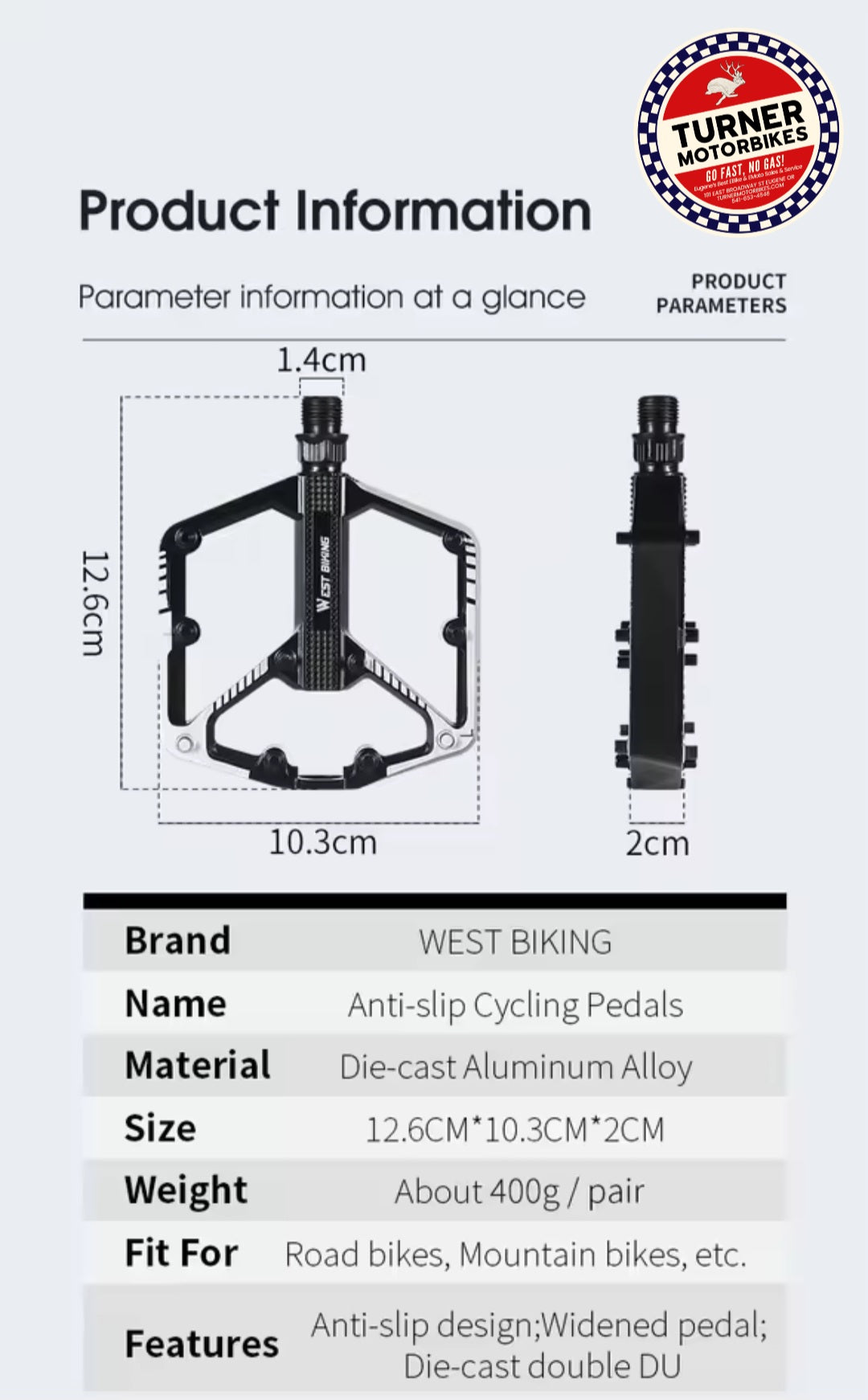 Bicyle pedals - alloy platform