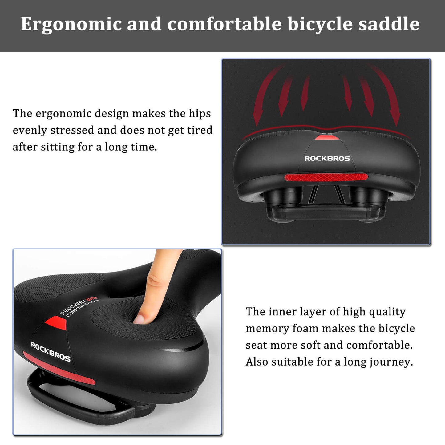 ROCKBROS Bike Saddle Comfort Shock-absorbing Bike Seat