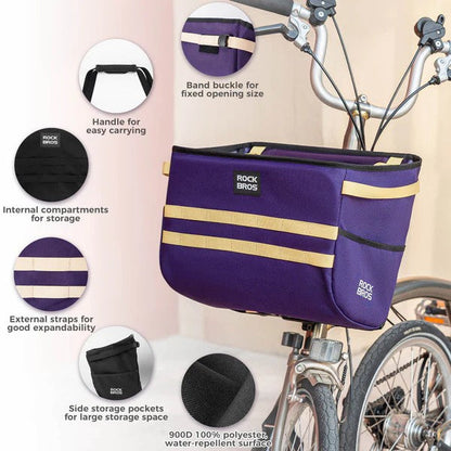 Folding Bike Handlebar Bag Basket Bag - 16L