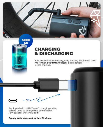 ROCKBROS Portable Electric Air Pump with 150 PSI